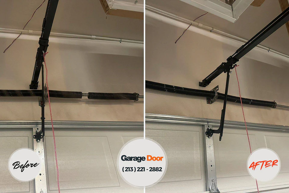 Before and after: garage door repair Cibolo, TX